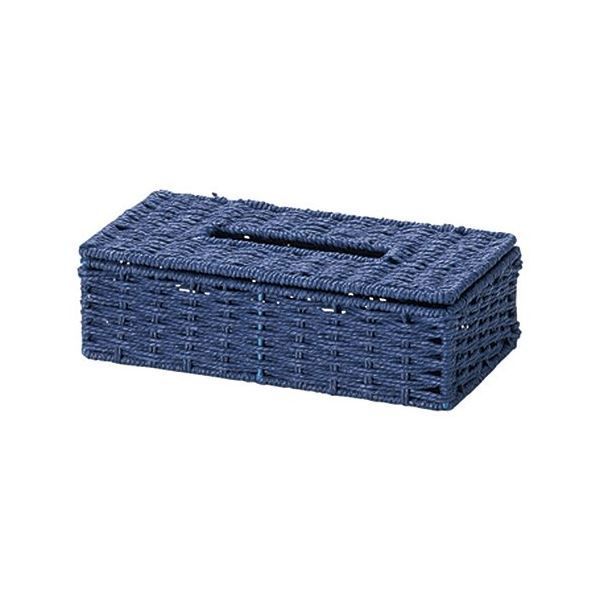 まとめ ペーパー製 ティッシュケース|収納ケース ネイビー 幅26×奥行13.5×高さ7cm ×40個セット