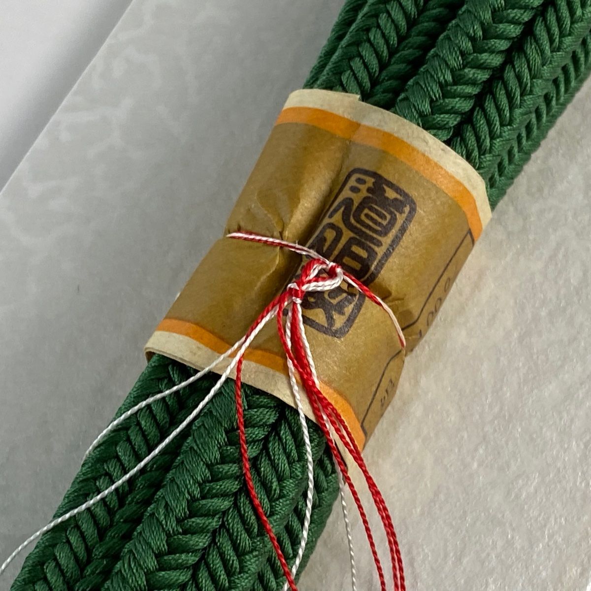 帯締め 美品 逸品 無形文化財 有職組紐 道明 緑 正絹 和装小物 【中古 