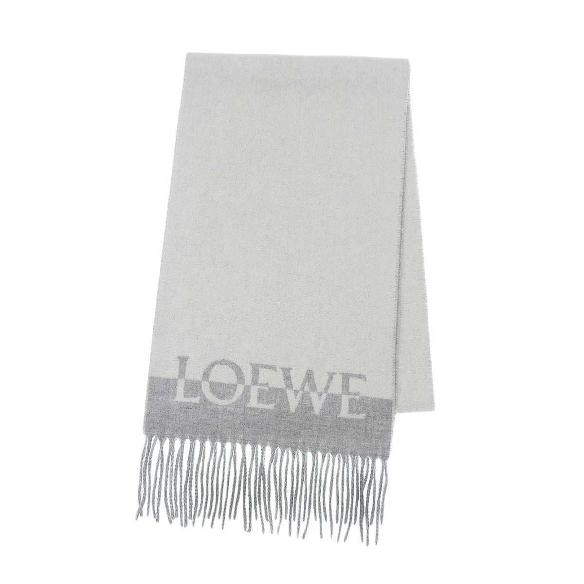 ロエベ ロゴ バイカラー マフラー ユニセックス グレー LOEWE【中古