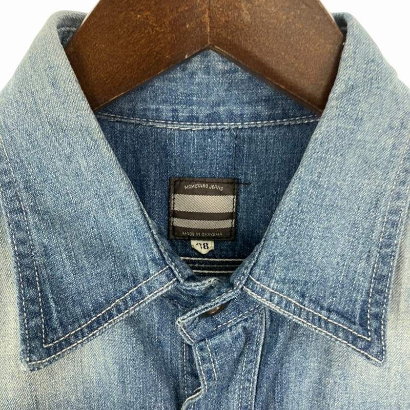 桃太郎ジーンズ　デニムシャツ　半袖　出陣　サイズ44 Amazon.co.jp: [MOMOTARO JEANS] (桃太郎ジーンズ) デニムシャツ