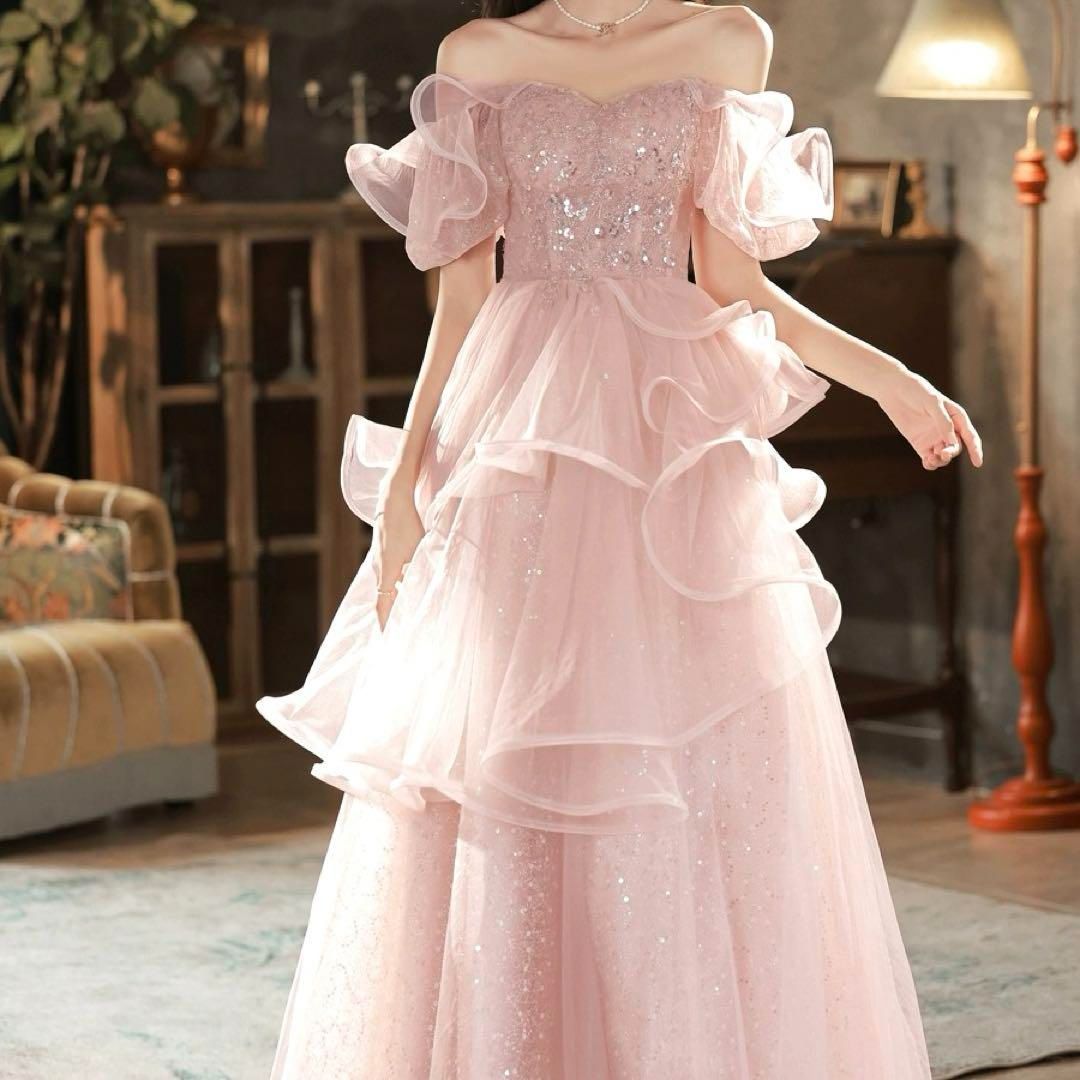 袖は2way 花柄が フリルイブニングドレス 大人 おとなかわいい スカート モード系ロマンチックドレス クラシカルワンピース