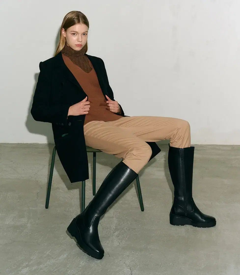 GEOX ジェオックス ブーツ レディース ロングブーツ 迷彩 Me ウェッジ ヒール ブラック 245