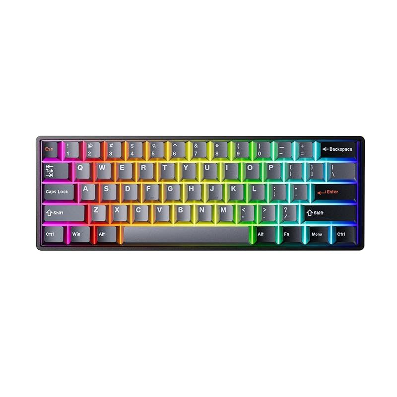 DrunkDeer G60 ラピッドトリガー メカニカルゲーミングキーボード TKL 磁気スイッチキーボード RGB PBT キーキャップ 60%レイアウト コンパクト 61キー USB有線、ブラック 0