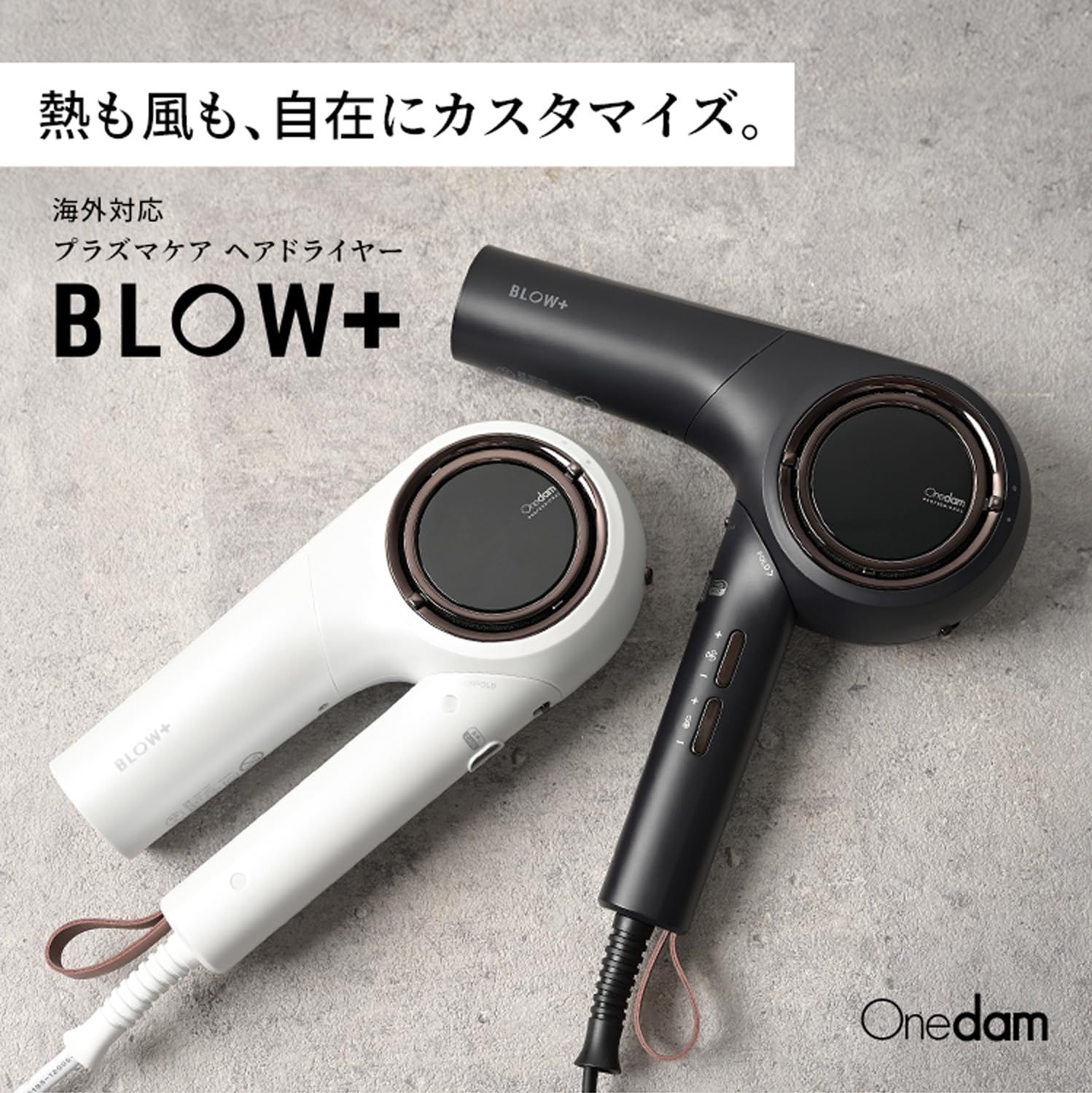 Onedam ワンダム ヘアドライヤー 海外対応 大風量 速乾 プラズマケア 収納袋付属 BLOW ブラック