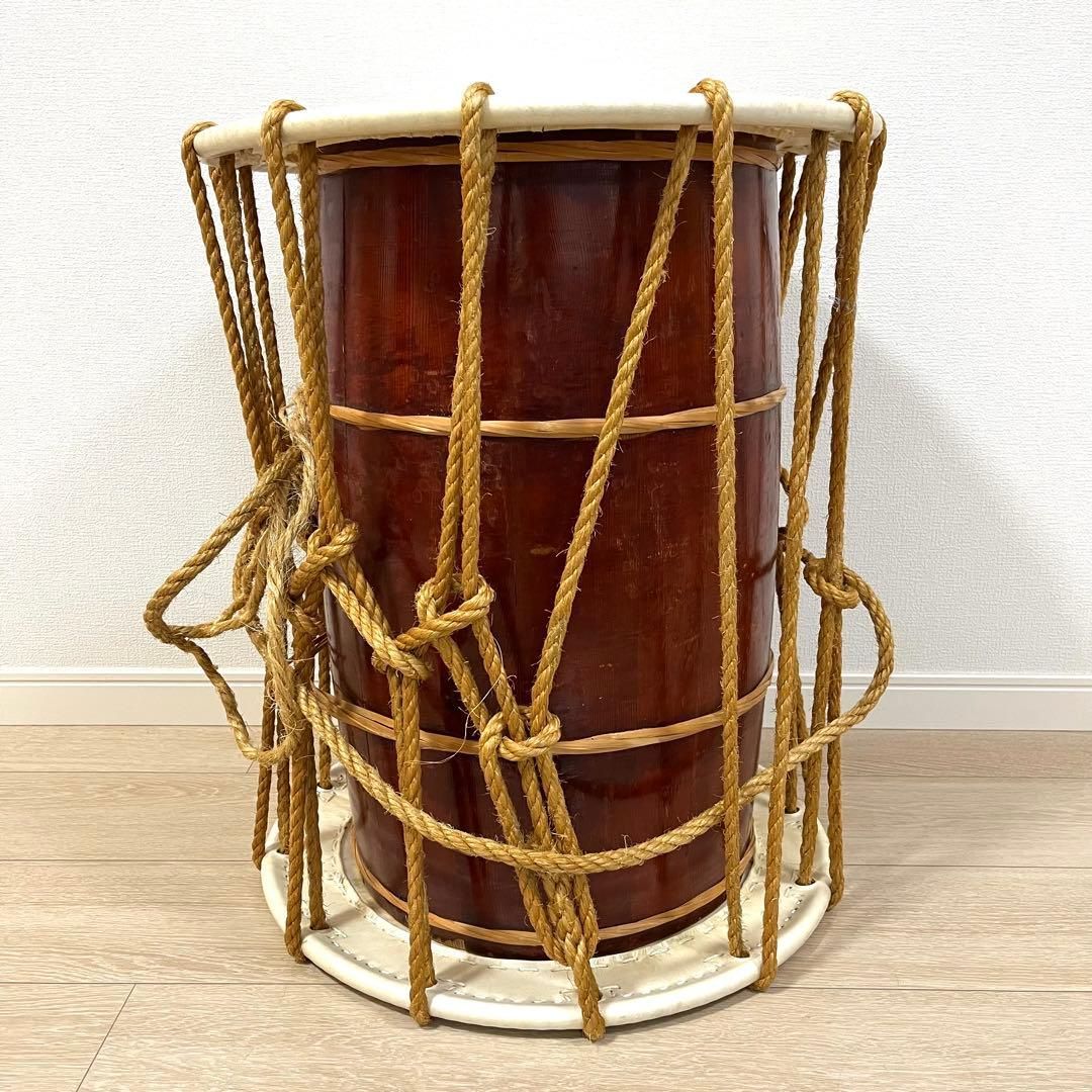 せ35)長胴太鼓 宮太鼓 和太鼓 桶胴太鼓 大締太鼓 鼓 鼓面約46 cm