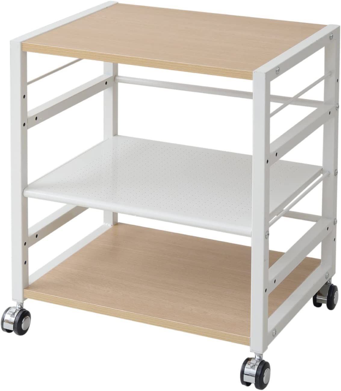 ナチュラル キャスター付き デスクサイドワゴン NNGS-3 NA|IV 山善 YAMAZEN