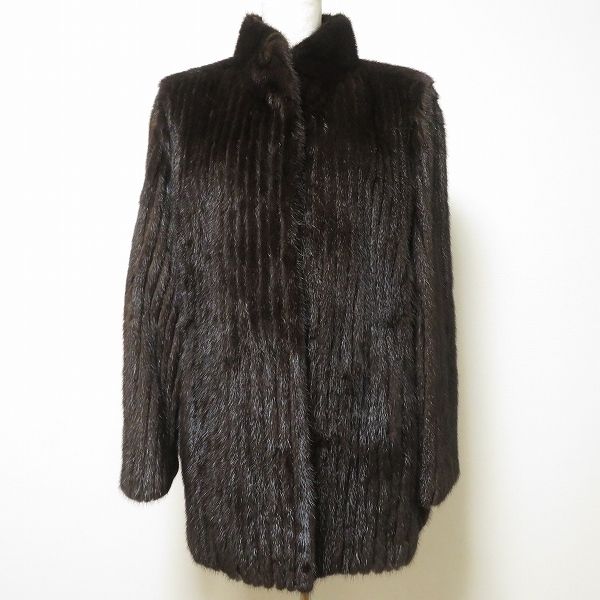 wnc サガミンク SAGAMINK ジャケット 毛皮コート 11 焦げ茶系 ミンク ファー スタンドカラー レディース 943874