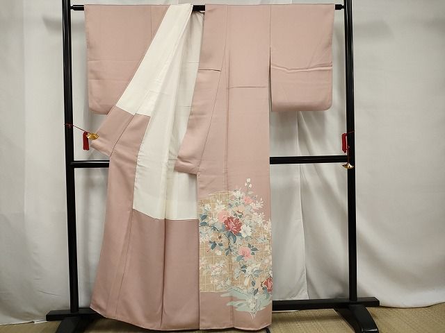 平和屋着物＊夏物 訪問着 絽 枝花文 銀彩 正絹 逸品 AABB0483st