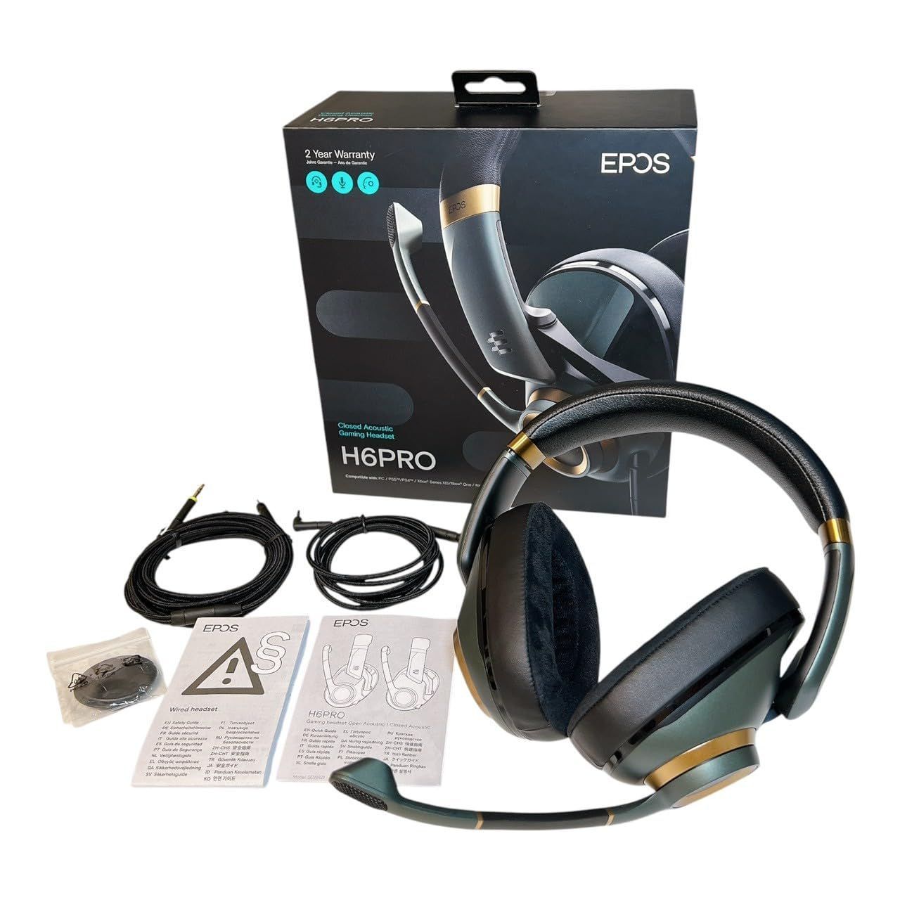 EPOS H6Pro ゲーミングヘッドセット有線 密閉型グリーンマイク付き