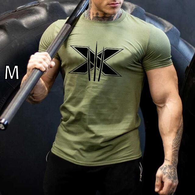 [M]メンズ ファッション 服 男性用 オシャレ シンプル 大人 かっこいい 大きいサイズ ストリート 紳士服 フィットネス アメリカン スポーツ トレーニング ウェア レジャー T シャツ 筋トレ ト