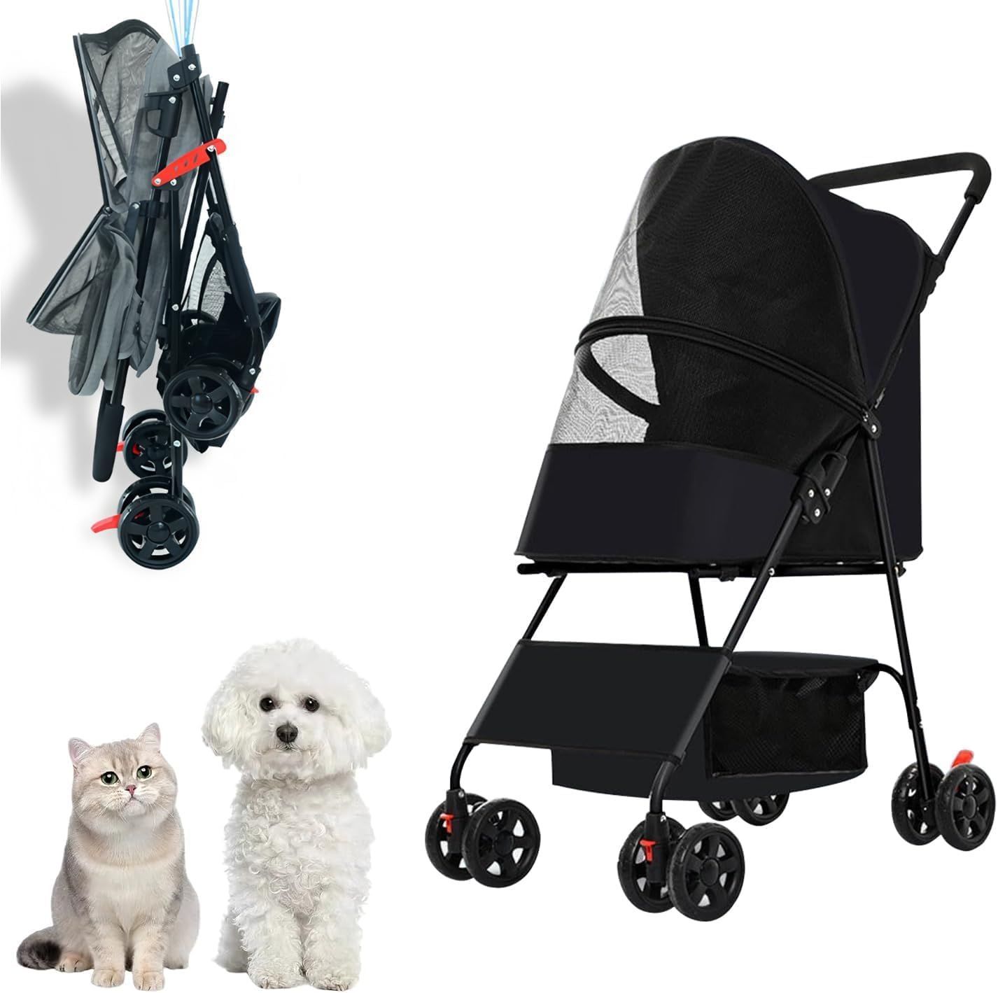 小型犬 折りたたみ式 猫用バギー バギー 前輪 多機能 ペットキャリー 軽量 ペットカート 通気