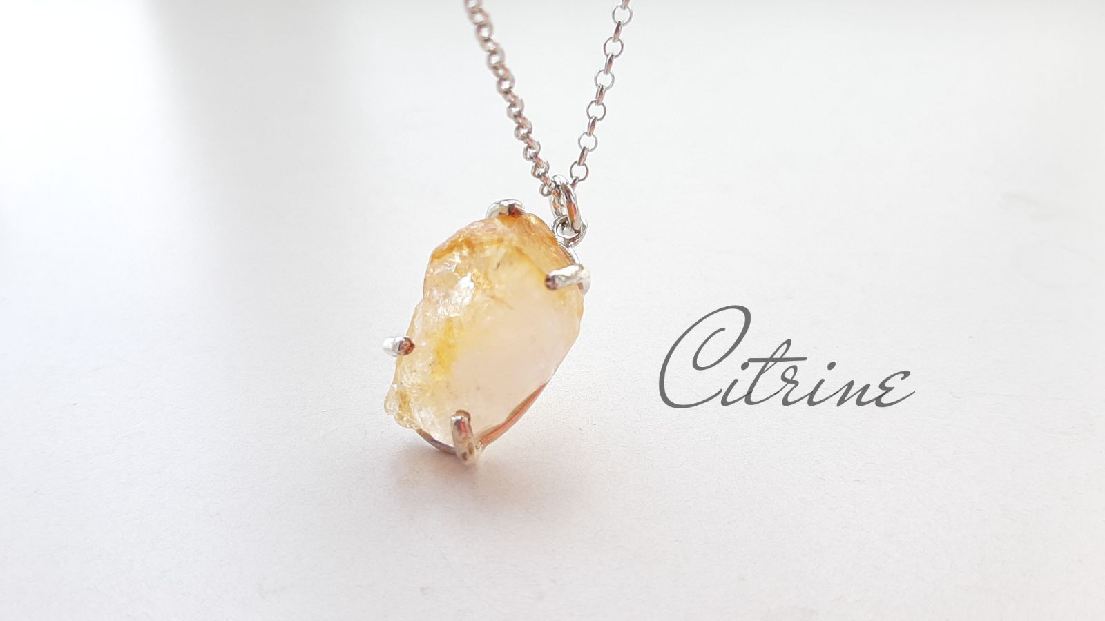 New『Citrine』世界でひとつの天然石ネックレスsv925+プラチナ仕上げ