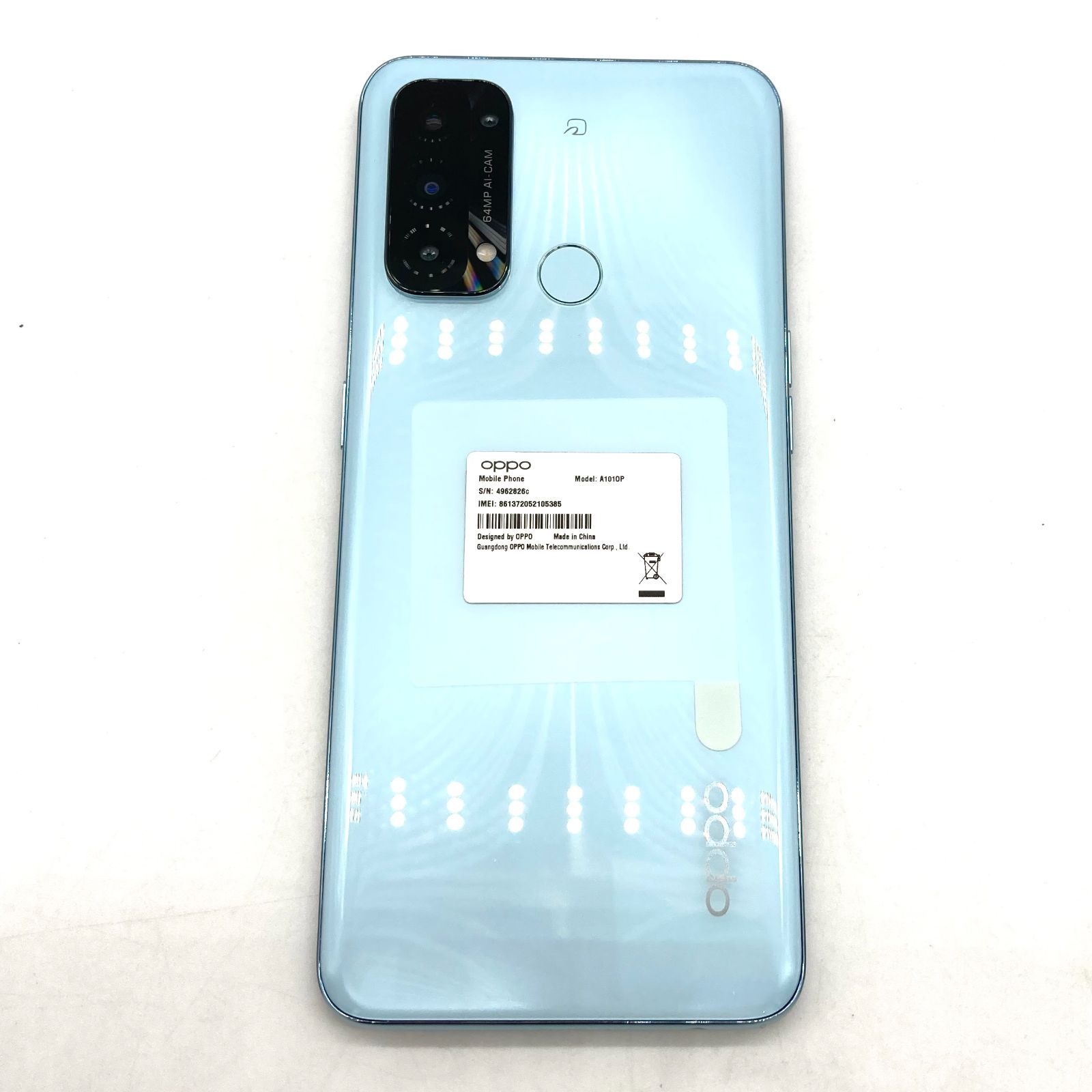 め*.様 【ジャンク品】OPPO (A103OP) アイスブルー OPPO Reno5 A 6GB/128GB アイスブルー A103OP Y!mobile版SIM