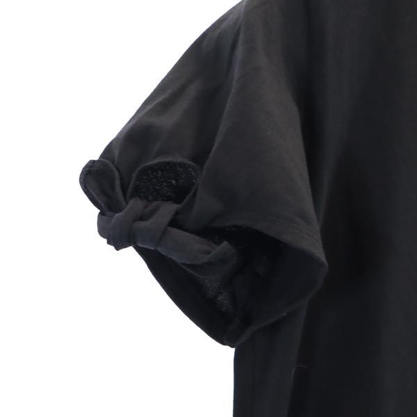 ロンハーマン 日本製 袖リボン 半袖 Tシャツ XS 黒 Ron Herman