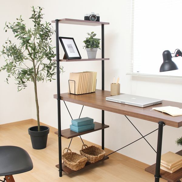 ワイヤーロック片袖デスク MBR ミディアムブラウン 組立品 MARWIL-DEMENAGEMENTS_CH