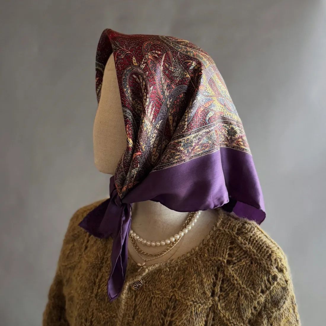 英国製 リバティ ヴィンテージ スカーフ ストール ウール ペイズリー 50s〜 英国製 リバティ ヴィンテージ スカーフ ストール ウール ペイズリー