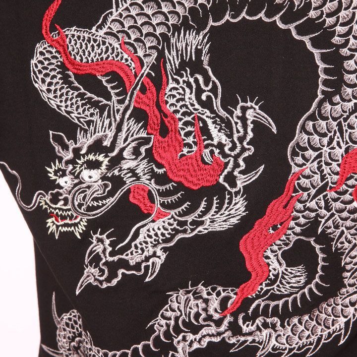 在庫限りセール SALE 20%off 花旅楽団スクリプト 炎龍 刺繍 和柄 半袖 Tシャツ(ST-805)SCRIPT  ご奉仕品の為返品交換不可 在庫限り☆花旅楽団スクリプト 炎龍 刺繍 和柄 半袖 Tシャツ ST-805