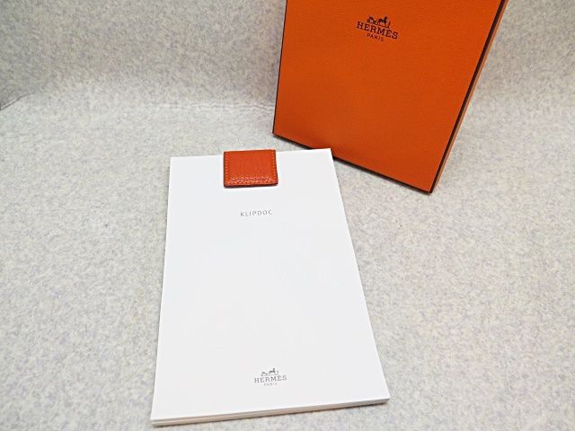 HERMES エルメス クリップドック マネークリップ メモ帳付き オレンジ