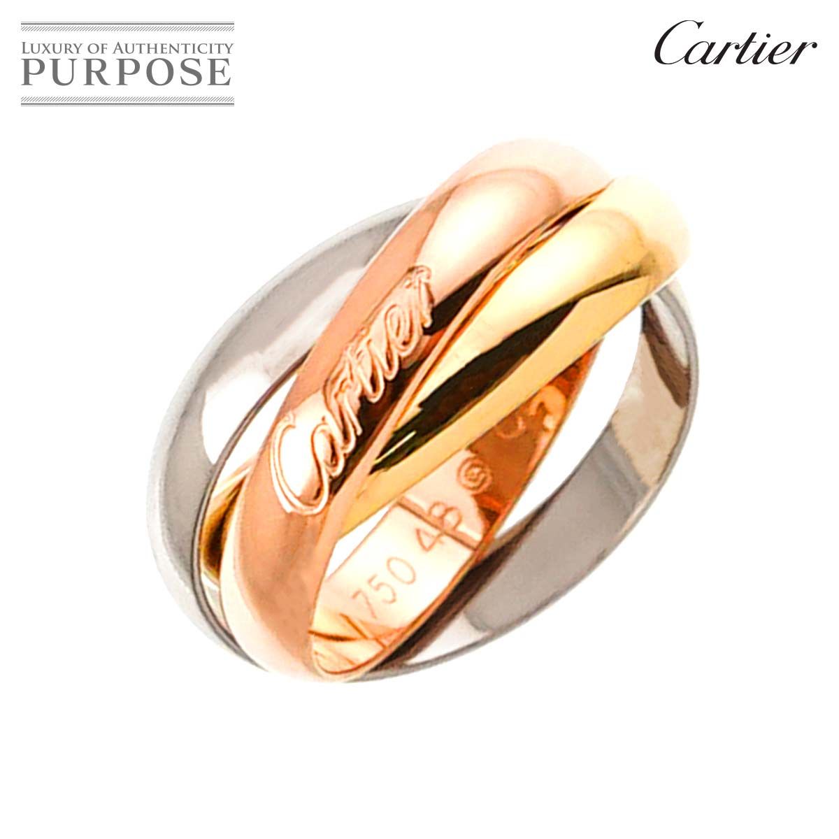 カルティエ Cartier トリニティ ミディアム MM 48 K18 YG WG PG 3連 750 指輪 Trinity Ring 90278852