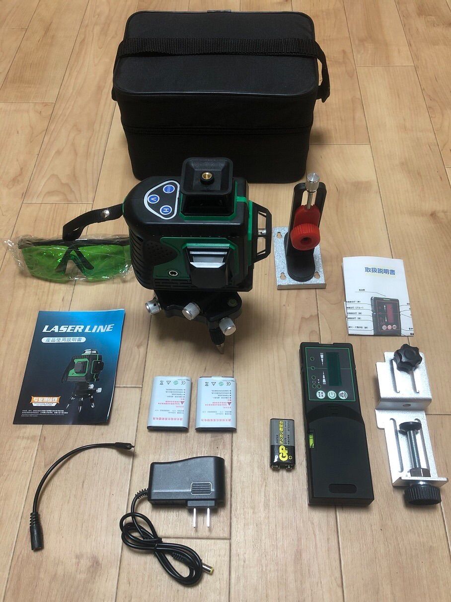 12ライン グリーン レーザー墨出し器 墨出器水平器墨出し機/3D/受光器