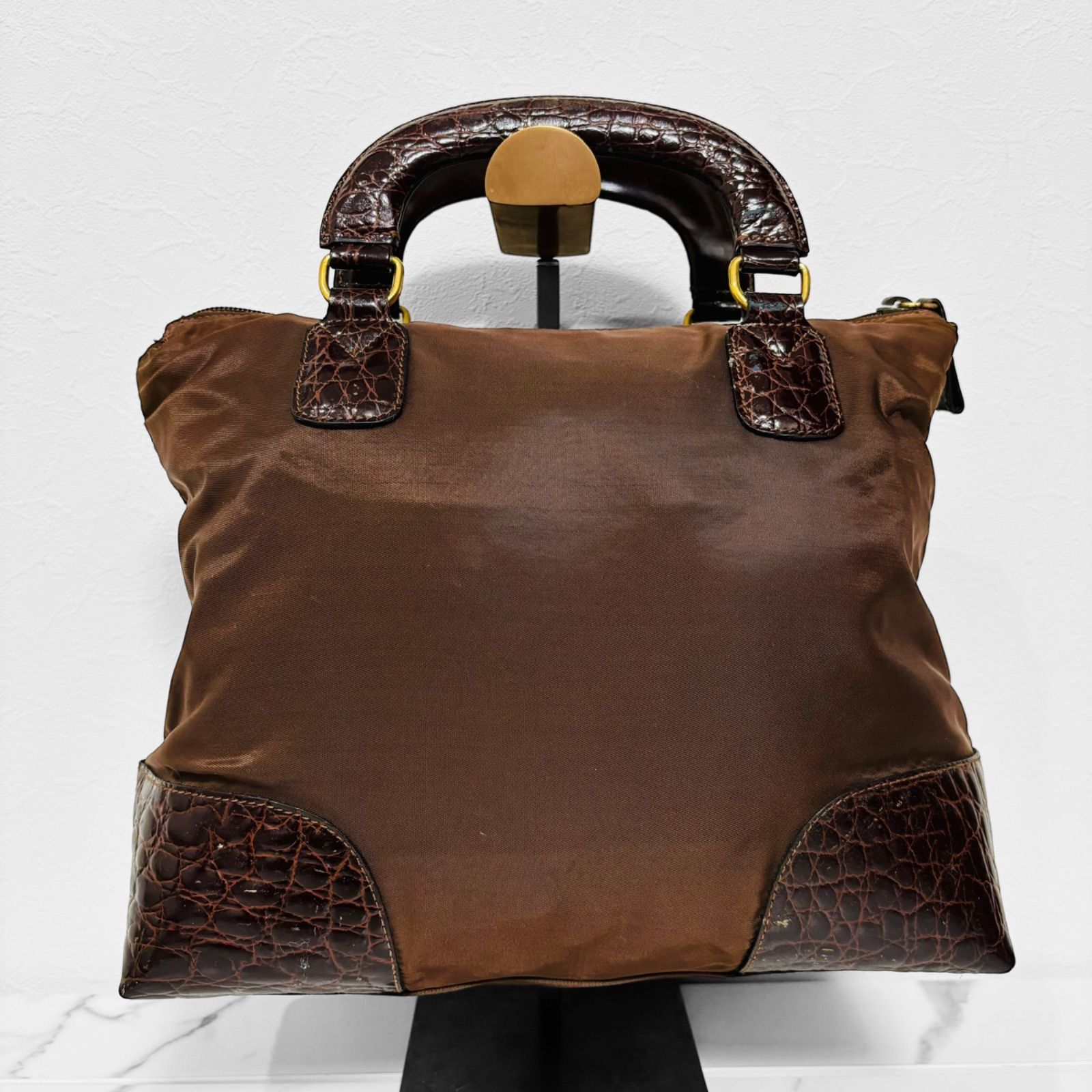 希少モデル プラダ PRADA オールドプラダ ヴィンテージ クロコ レザー 