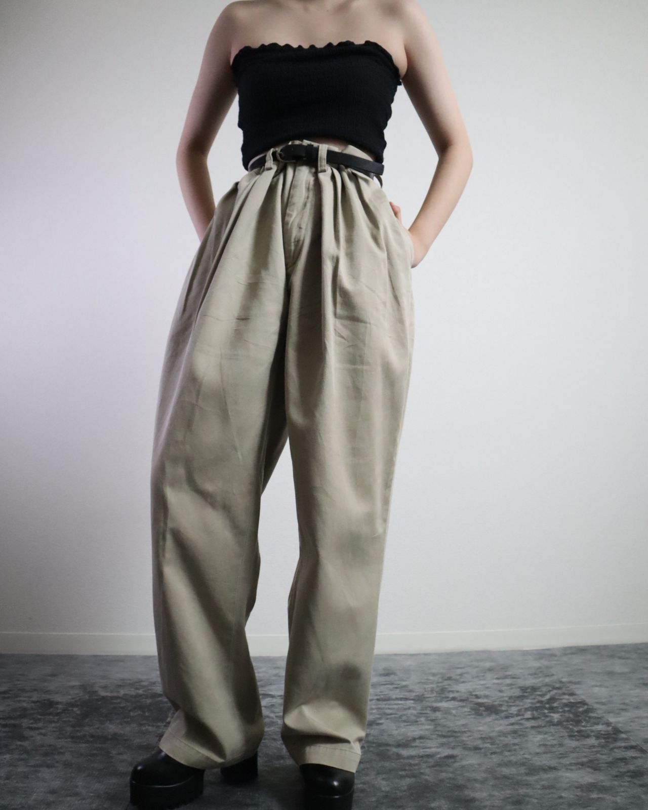 Polo by Ralph Lauren 2tuck wide classic chino pants beige 90s