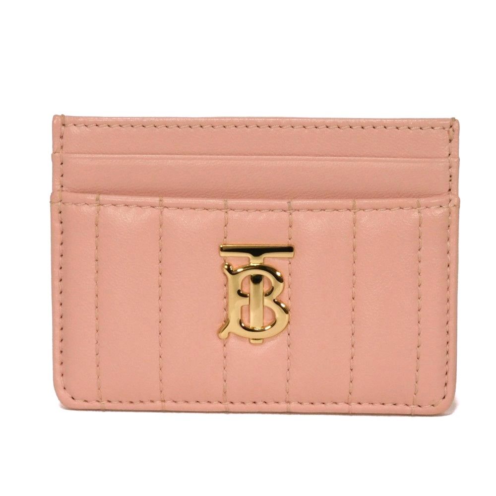 BURBERRY バーバリー ローラ キルティング TB カードホルダー ステッチ パステル ピンク 名刺入れ パスケース ロゴ ダスキーピンク カードケース 8062371