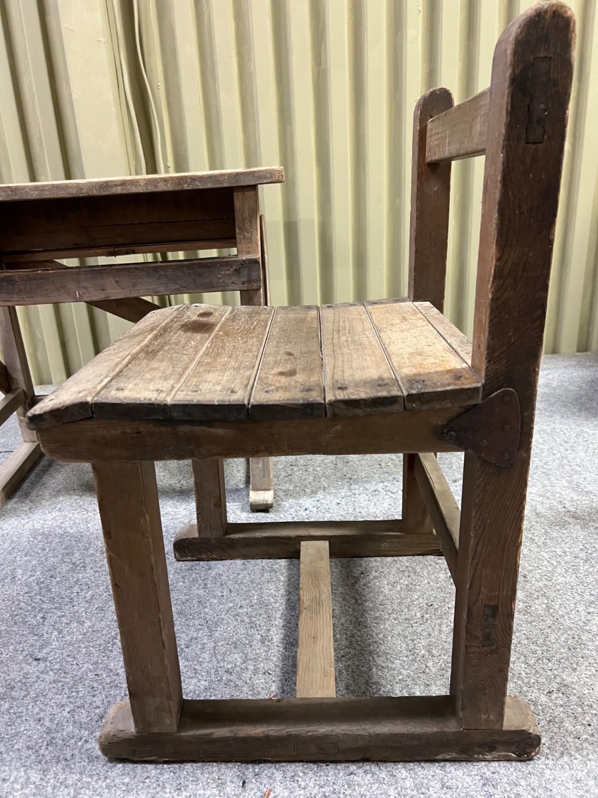 ︎ 昭和 レトロ 木製 学習机 椅子 セット古物 多目的 現状品 UBS-PPNI_AC_ID