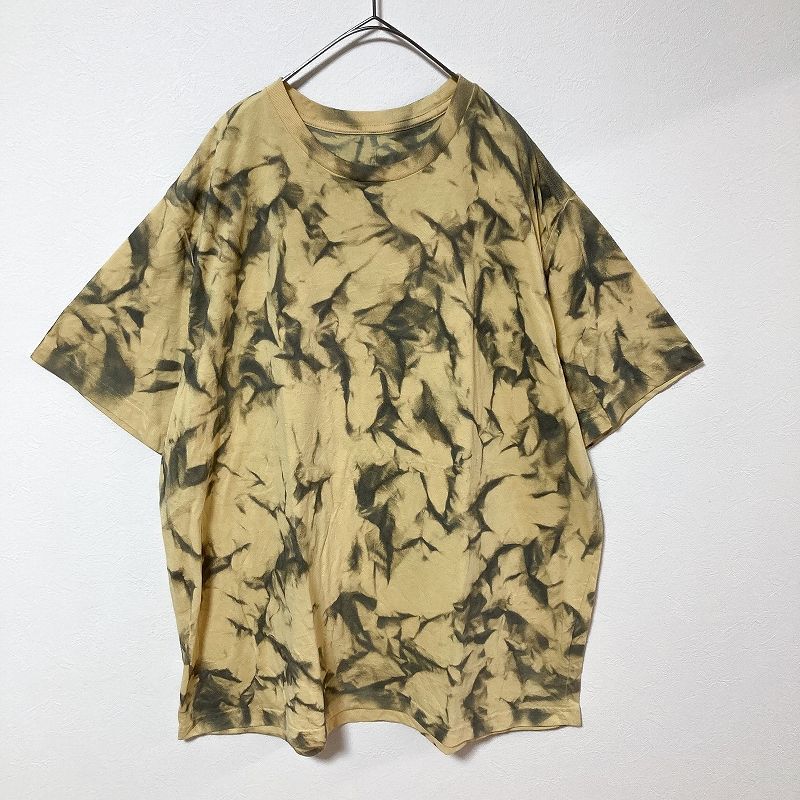 メンズ服タイダイ柄半袖Tシャツ2XL 古着屋　黄色グレー　春夏物　リメイク　丸首