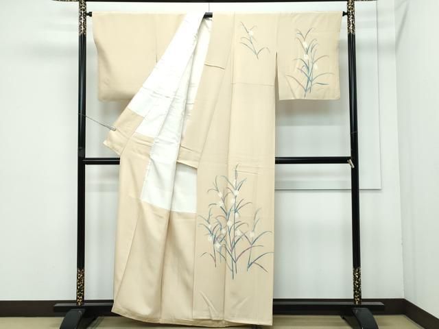 平和屋着物●本加賀友禅作家　岡崎重雄　訪問着　草花文　正絹　逸品　AAAU0208np 平和屋着物○本加賀友禅作家 岡崎重雄 訪問着 草花文 正絹 逸品