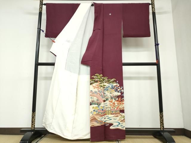 平和屋着物●本加賀友禅作家 藤村加泉 色留袖 風景草花文 正絹 DAAW5579ud