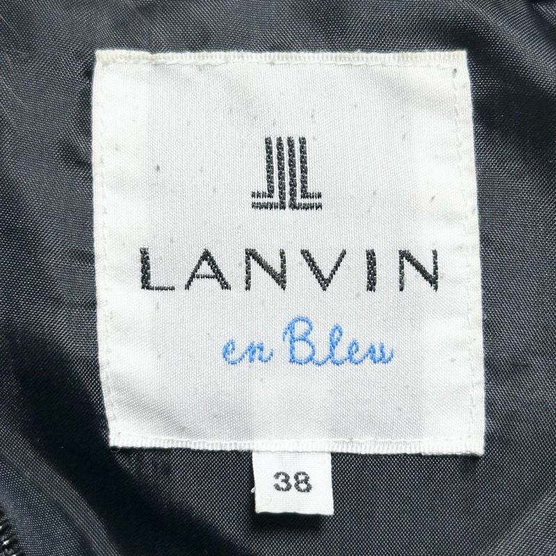 LANVIN en Bleu(ランバンオンブルー) ダウンコート サイズ38 M レディース - ダークグレー×黒 長袖/フリル/冬 【中綿】ダウン、フェザー  - メルカリ