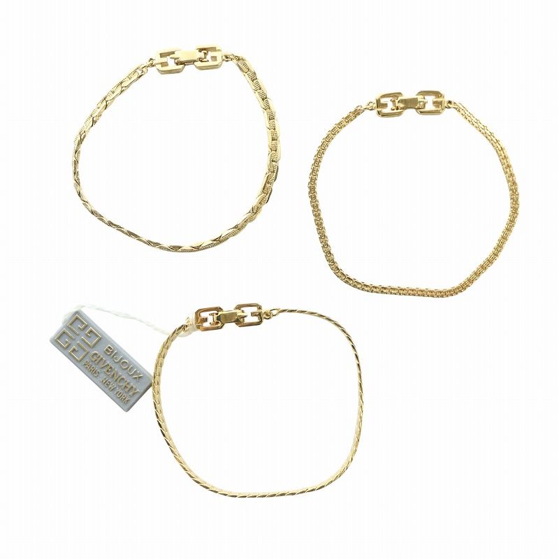 ジバンシィ GIVENCHY ヴィンテージ チェーン ブレスレット 3点セット アクセサリー ゴールド 金色 GY18 |MQ