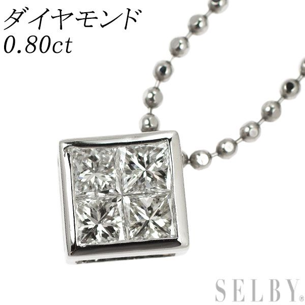 Pt900/ Pt850 プリンセスカット ダイヤモンド ペンダントネックレス 0.80ct ミステリーセッティング - メルカリ