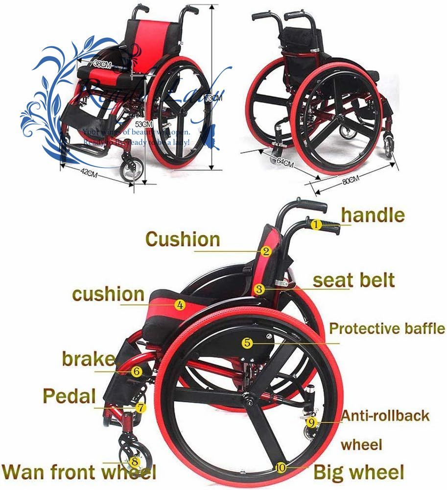 高品質 スポーツレジャー車椅子、大人用全地形軽量折りたたみポータブルスポーツ手動車椅子身体障害者用 - メルカリ