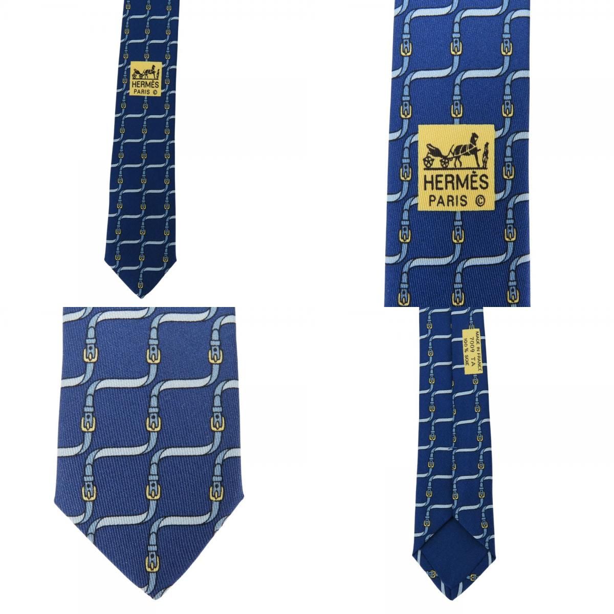 【中古】 エルメス ネクタイ ベルト柄 シルク ブルー系 紳士 スーツ ビジネス メンズ 男性 HERMES 中古】 エルメス ネクタイ ベルト柄 シルク ブルー系 紳士 スーツ