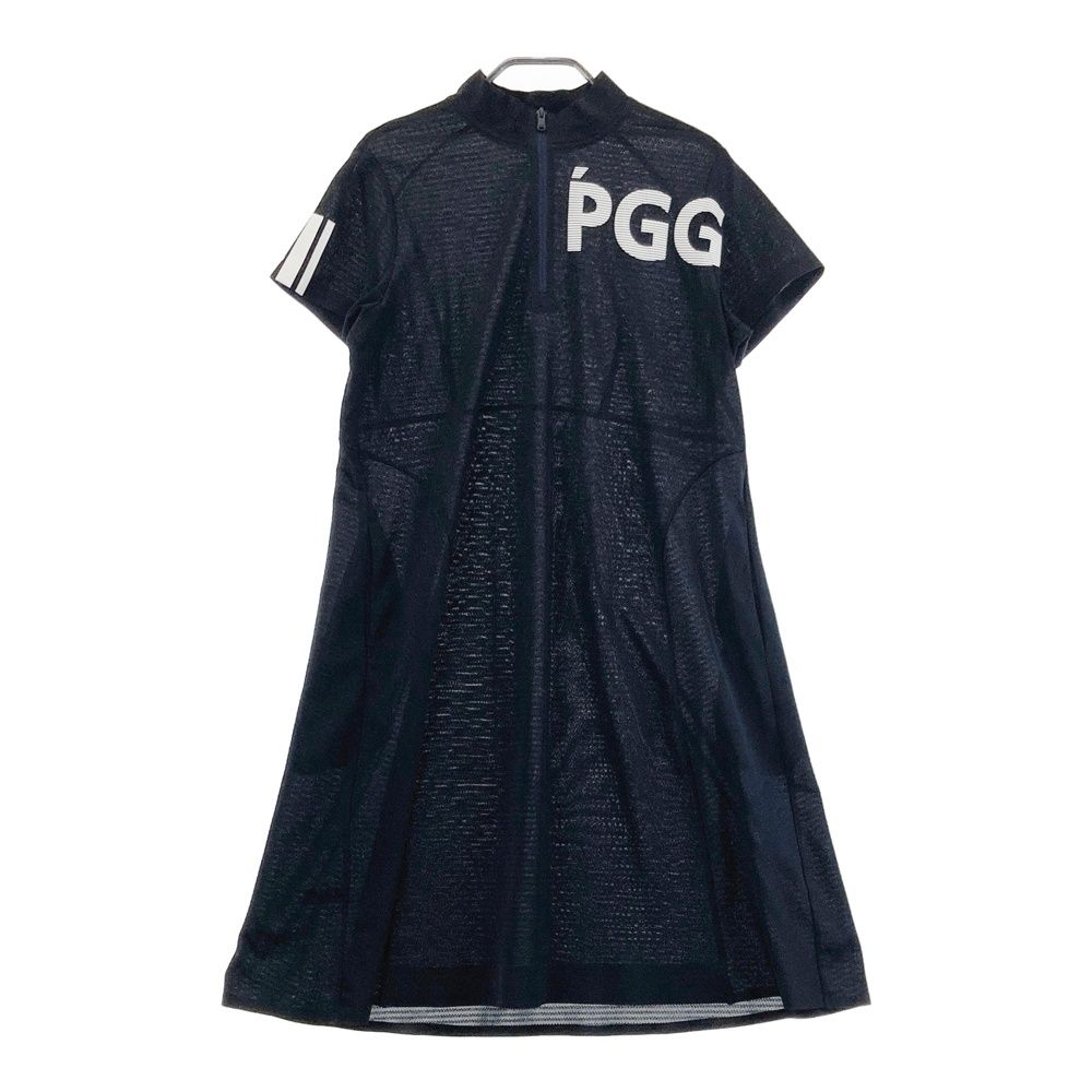 サイズ 1 PGG PEARLY GATES パーリーゲイツ 2025年モデル ハーフジップ 半袖ワンピース メッシュ ネイビー系 240101526343 ゴルフウェア レディース ストスト