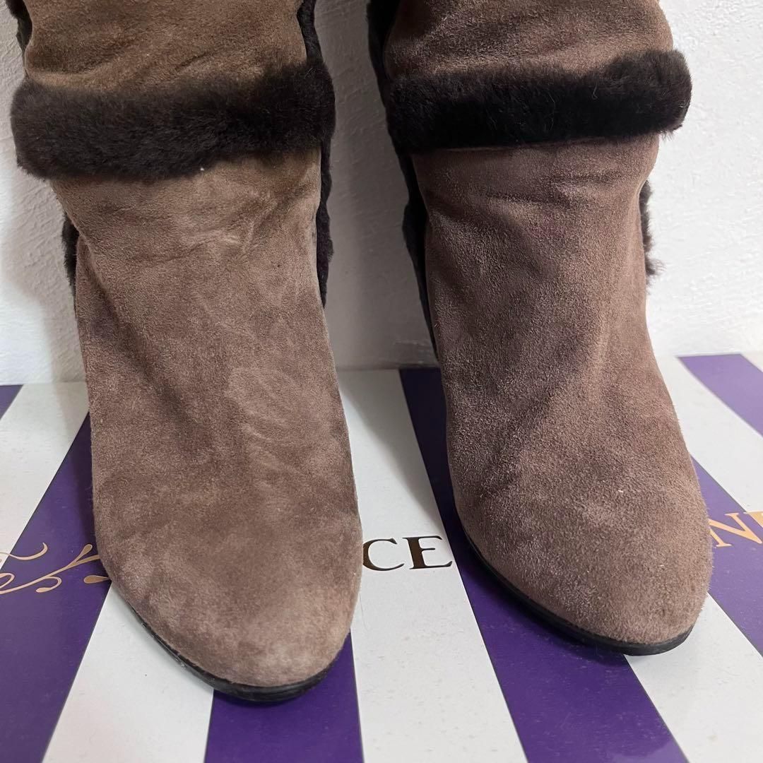 人気 グレースコンチネンタル 本革 ムートン レザー 2way ニーハイ ロングブーツ 38 24cm レディース