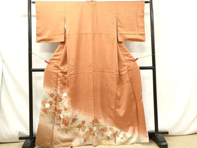 平和屋着物□豪華色留袖 駒刺繍 草花文 暈し染め 金彩 正絹 逸品