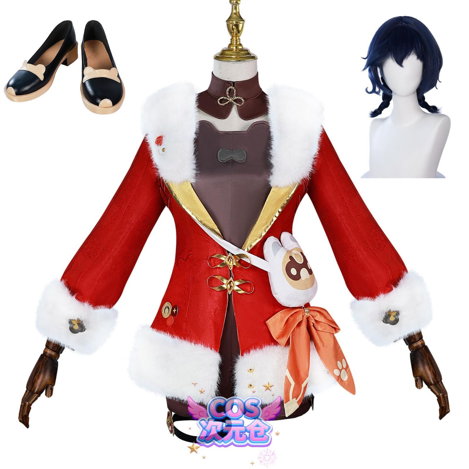 香菱 ウィッグ 靴 COSPLEE 原神 コスプレ衣装 Genshin メンバー コスチューム -ウイッグ-靴付き 全セット 高度還元 cosplay イベント パーテ