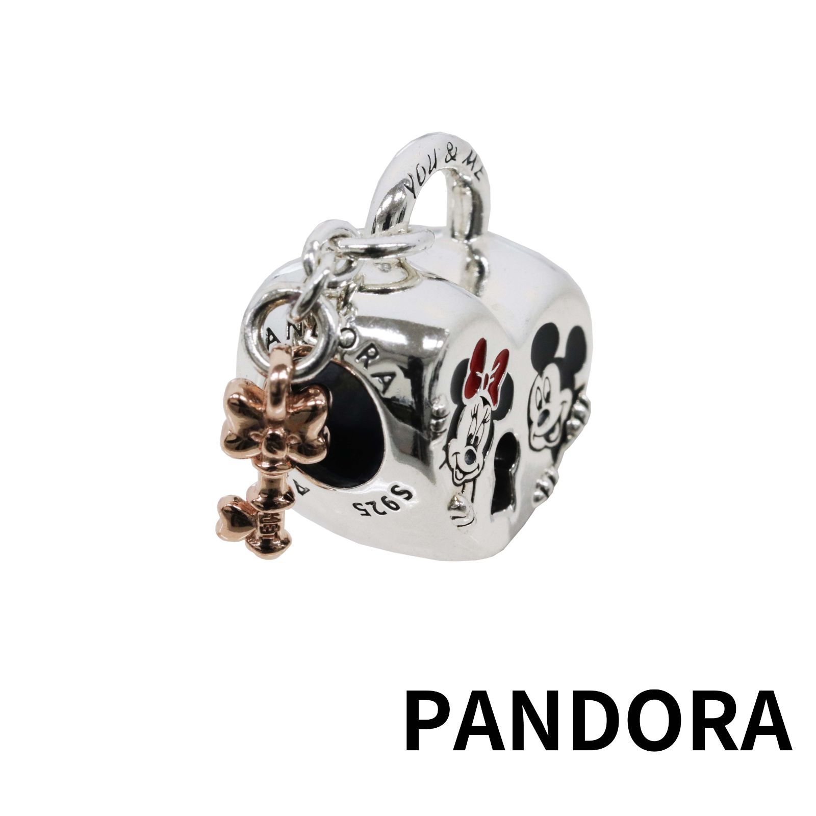 ☆【新品・正規品】ボックス・ショッパー付 PANDORA(パンドラ) ☆ディズニー ミッキーマウス＆ミニーマウス パッドロック チャーム☆ ディズニー Disney カスタマイズアクセ スターリングシルバー シルバー925  ブ 東京発送