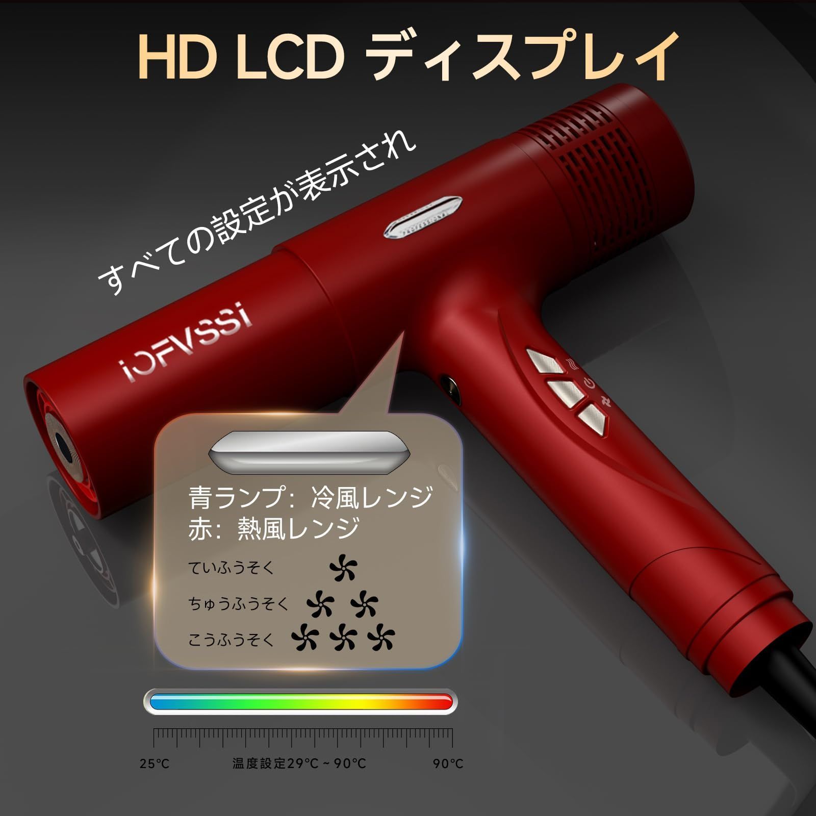 動作確認済み❤️IOFVSSIドライヤー 大風量 速乾 高濃度マイナスイオン搭載 IOFVSSI ヘアドライヤー 大風量 速乾 高濃度マイナスイオン搭載