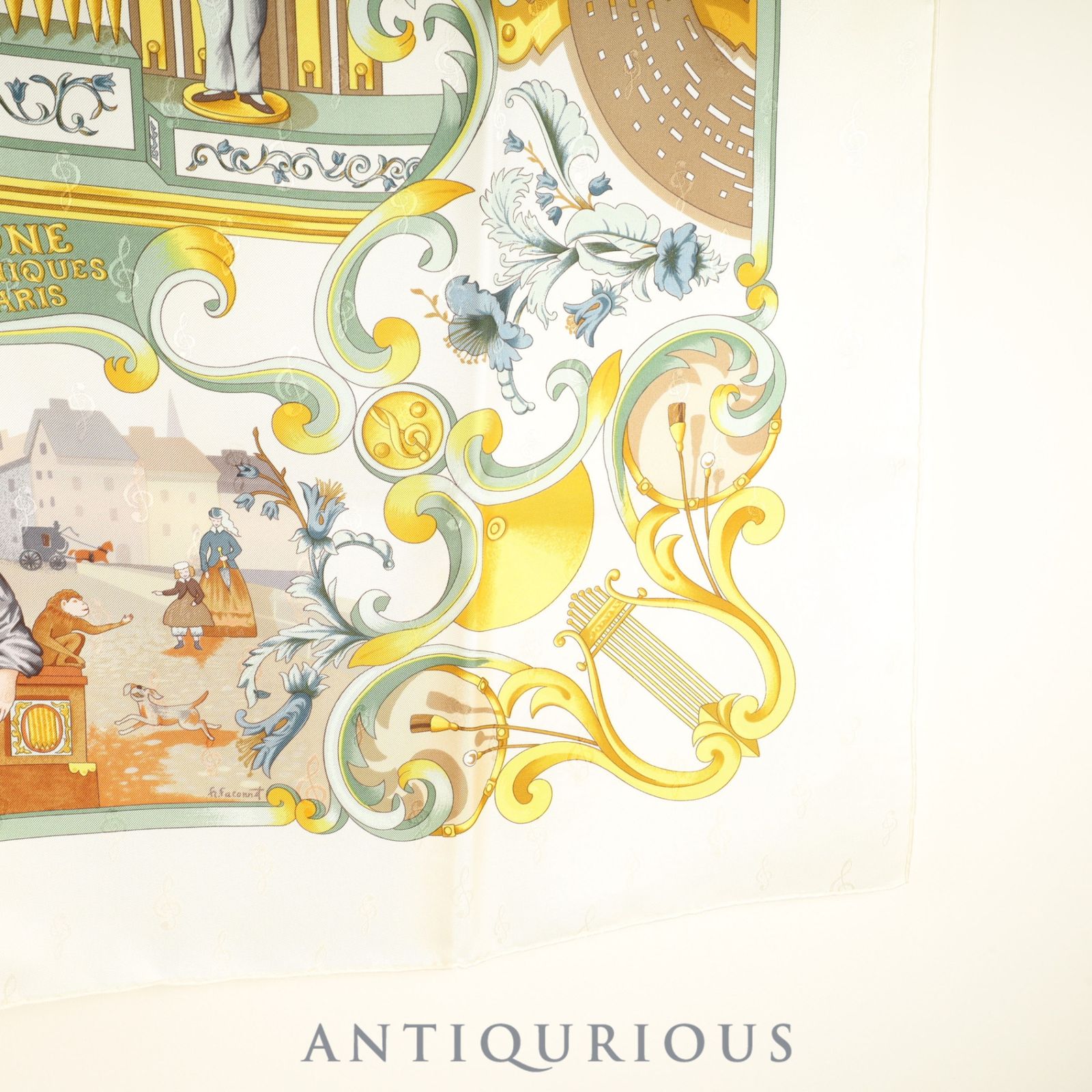 エルメス スカーフ カレ90 パイプオルガンと時計仕掛けの楽器 SILK100