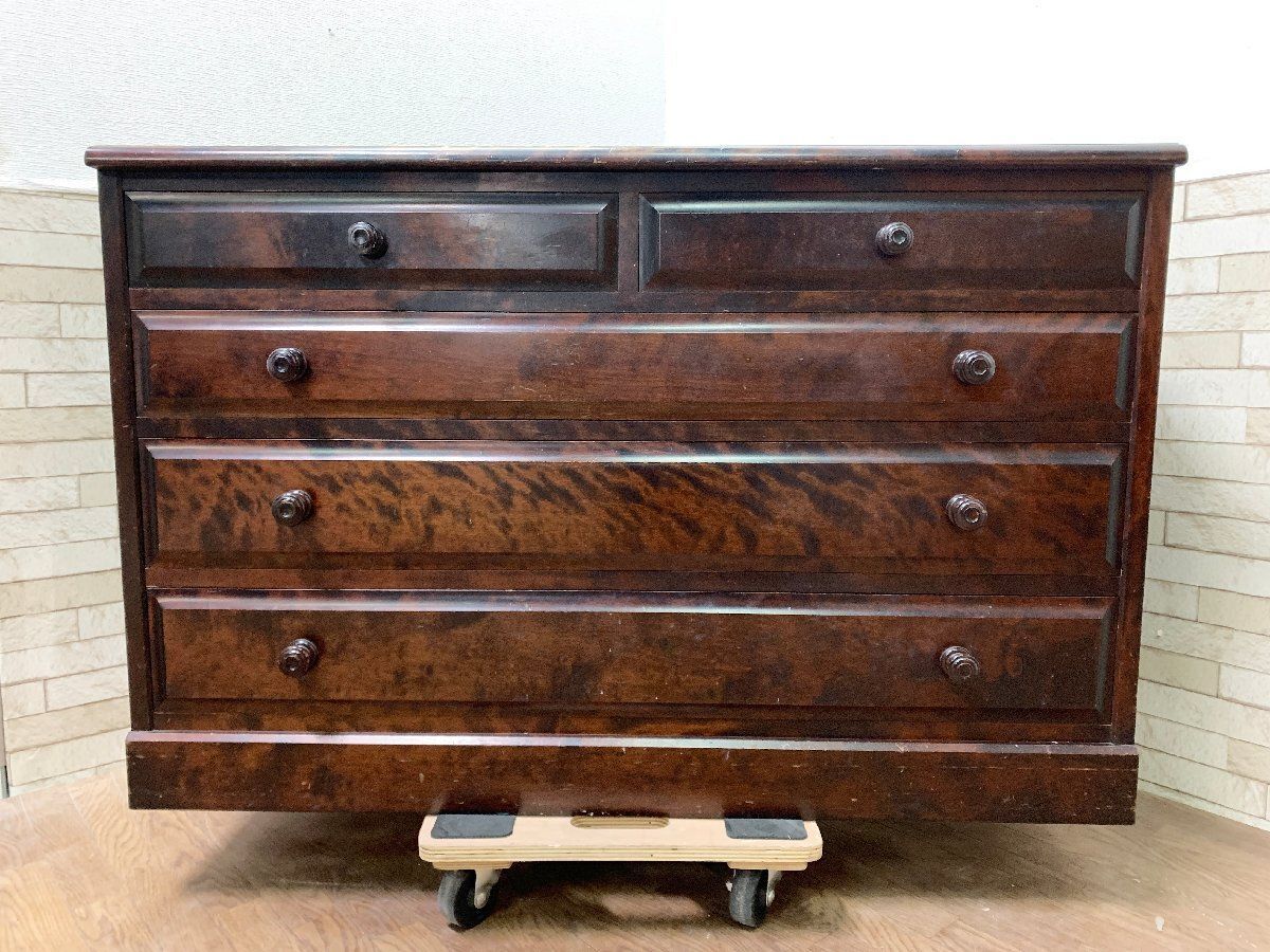 洋服タンス 北海道民芸家具 高級♪ 北海道民芸家具 119cm幅5段