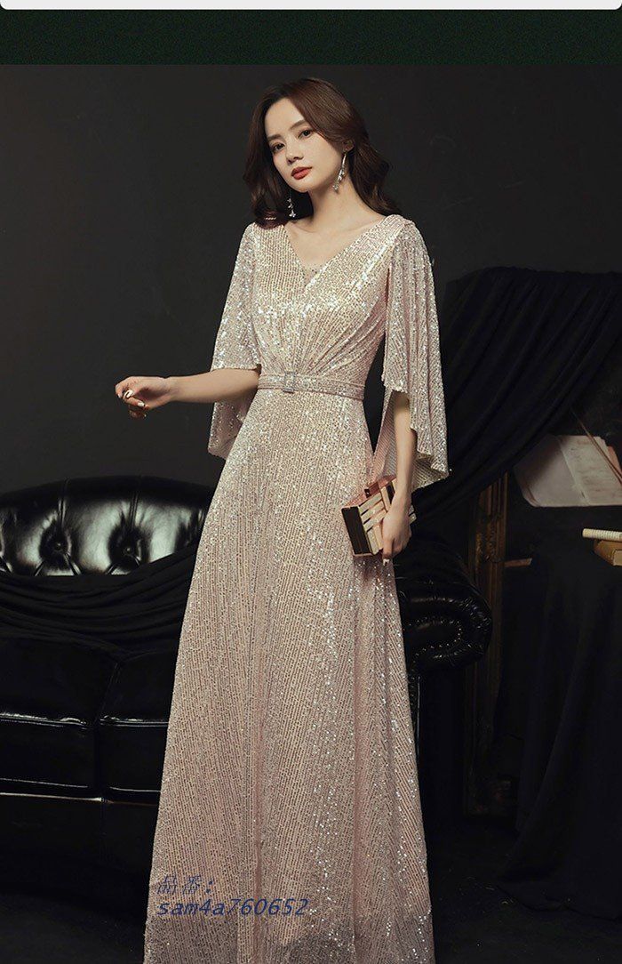 ドレス フリル Vネック 大人 ピアノ 発表会 演奏会用ドレス ロングドレス 小さいサイズ パーティードレス 高校生 演奏会 母親 ピアノ発表会 結婚式 コンクール am4a760652 USTAUSTRALIA_COM_AU