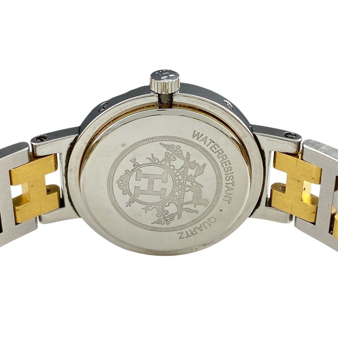 43-1☆美品☆ HERMES クリッパー アイボリー 腕時計 付属 エルメス HERMES クリッパー 腕時計 SS GP クォーツ アイボリー
