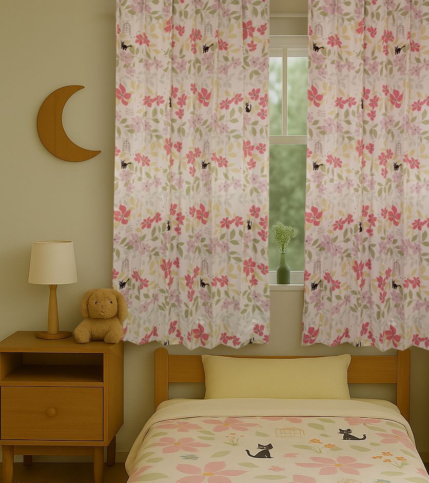 魔女の宅急便 ジジ ブラウン 遮光カーテン レースカーテン 魔女の