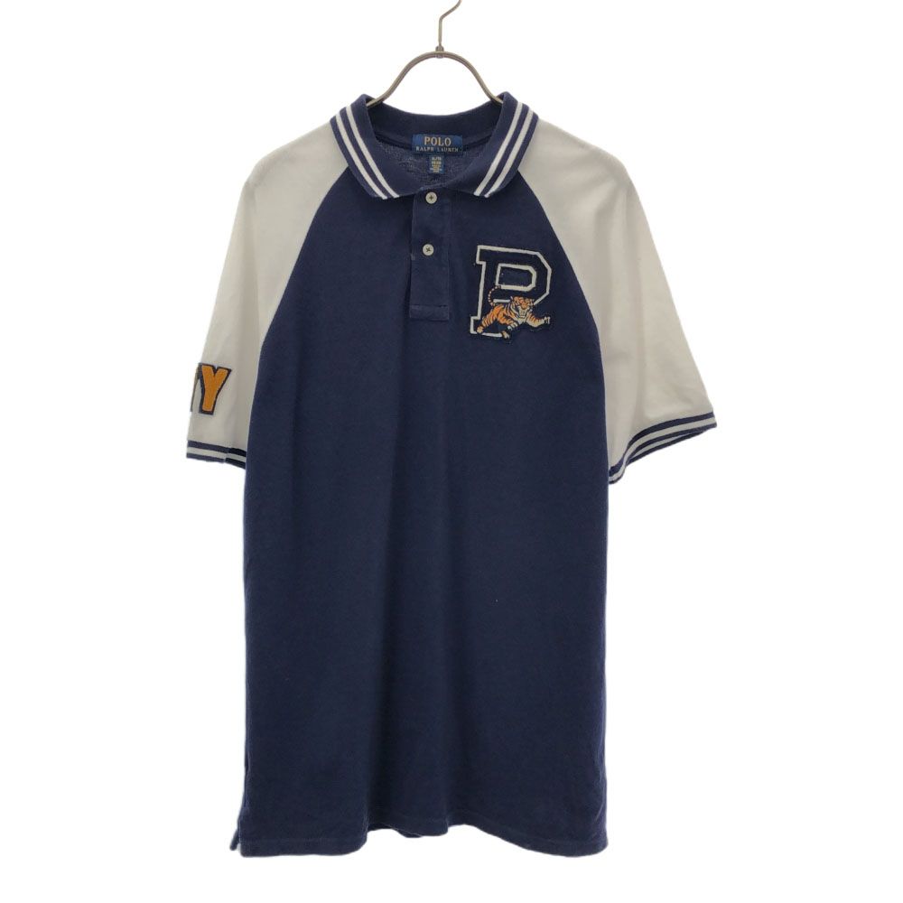 ポロラルフローレン ワッペン 半袖 ポロシャツ XL/TG(18-20) ネイビー×ホワイト POLO RALPH LAUREN 鹿の子地 キッズ