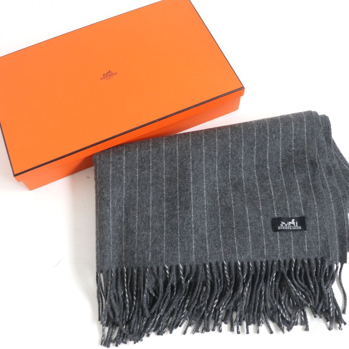 未使用品□HERMES/エルメス ECHARP RAYRE BANQUIER ストライプ柄