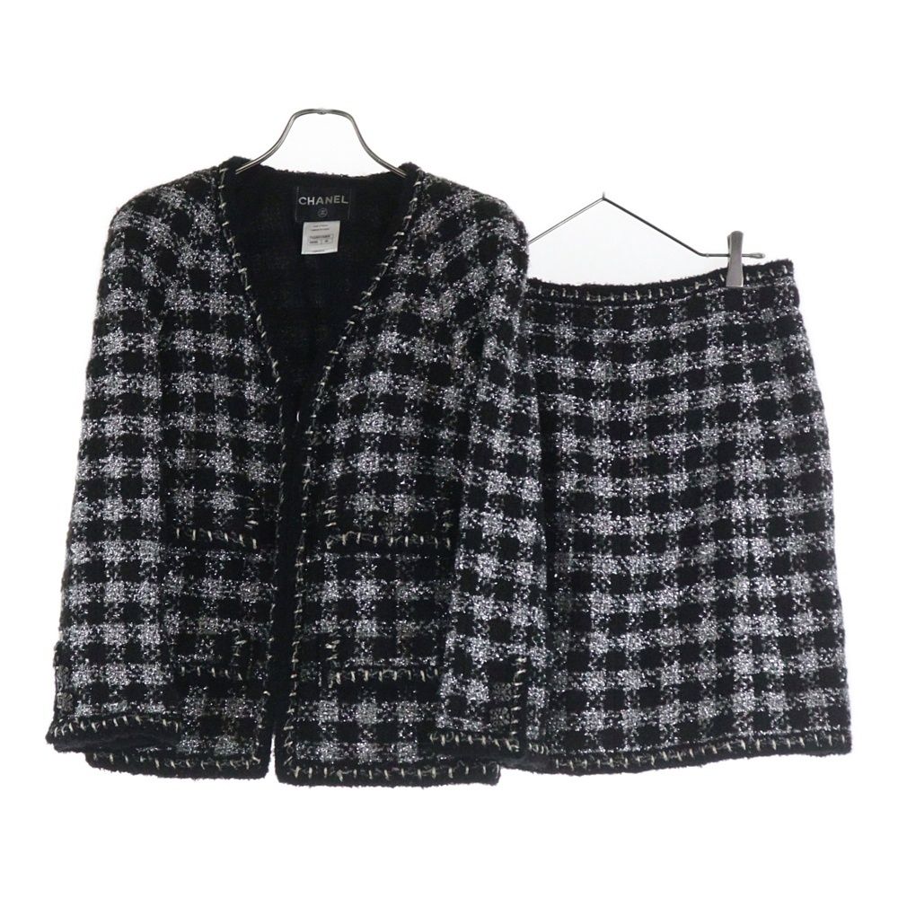 CHANEL (シャネル) ツイードチェック総柄 セットアップスーツ  